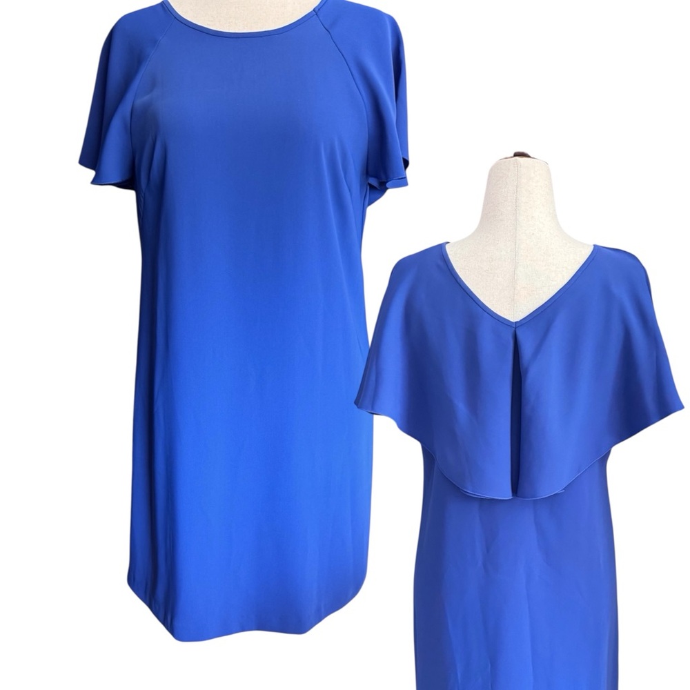 Ann Taylor Toyal Blue Flutter Sleeve Shift Dress, Sz M, Nice!